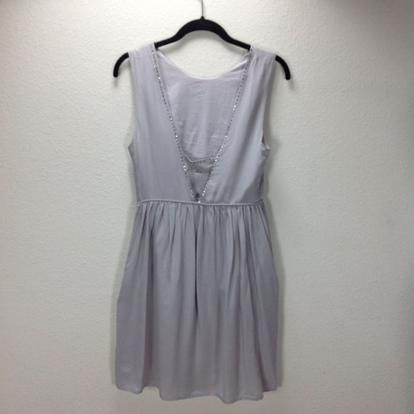 Jack Wills Gray Silk Embellished Sleeveless Dress - Picture 3 of 8